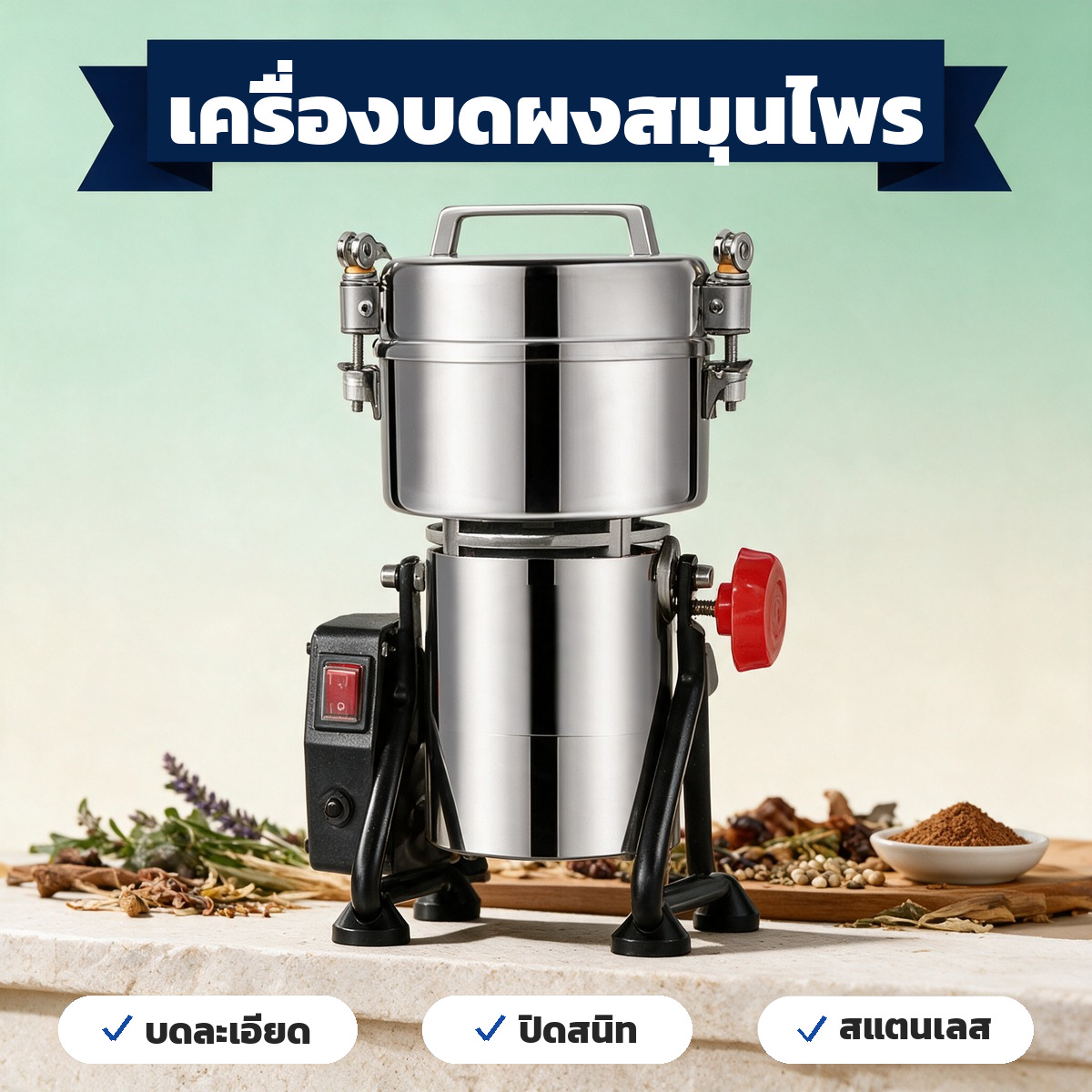 คู่มือเลือกเครื่องบดผงสมุนไพร ก่อนสั่งต้องดูอะไรบ้าง ความจุ เมช กำลังไฟ และคำถามที่ต้องถามผู้ขาย