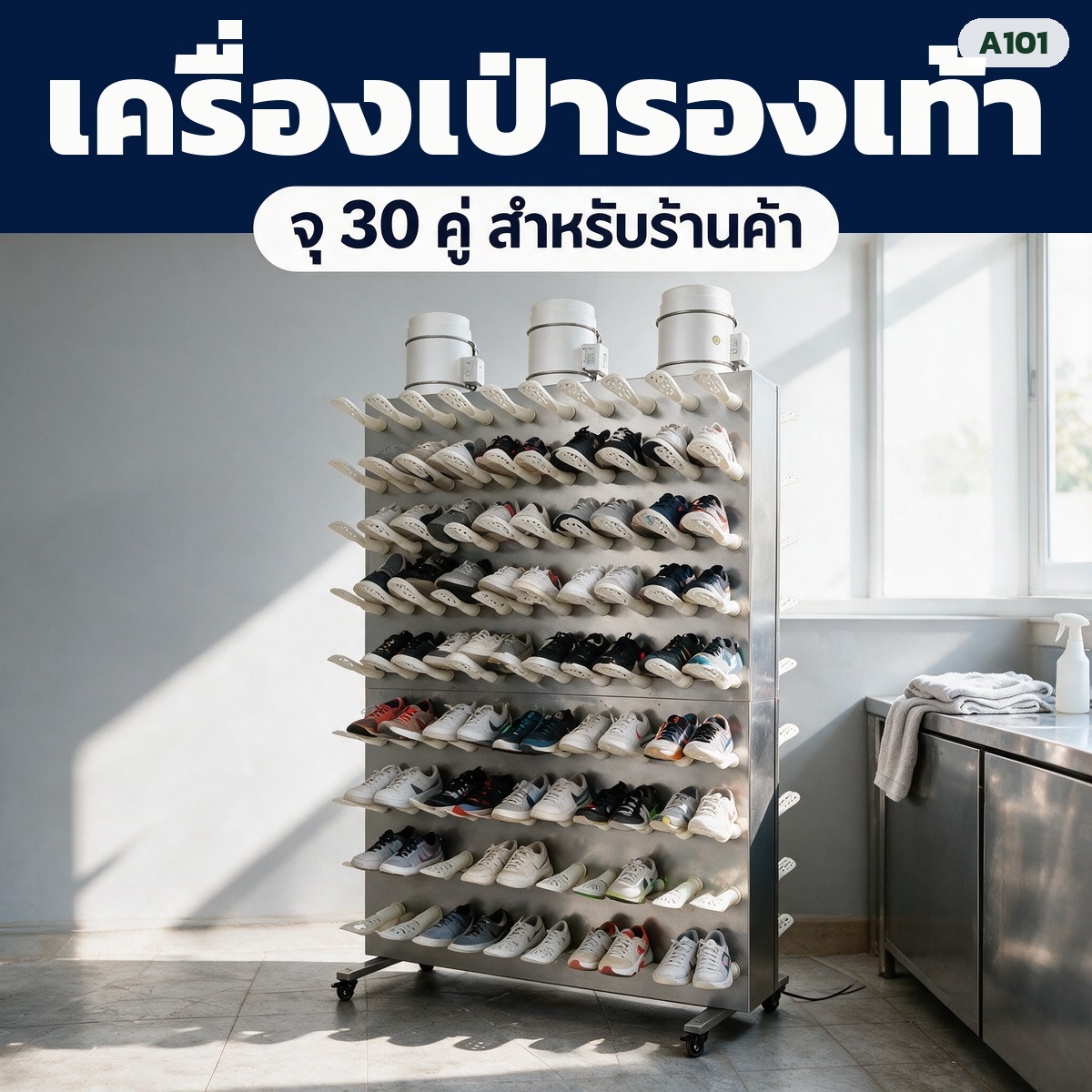 คู่มือเลือกเครื่องเป่ารองเท้าสำหรับร้านซักรองเท้า ก่อนซื้อต้องดูอะไรบ้าง ความจุ ที่แขวนแบบกลวง พัดลมท่อ โครงสแตนเลส และพื้นที่วาง